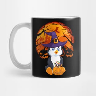 Penguin pumpkin witch Mug